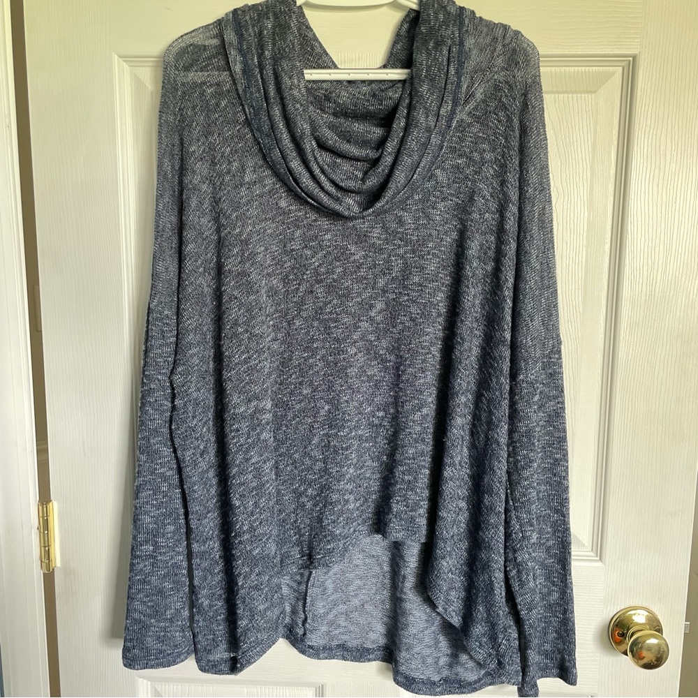 14th & Union Lightweight Blue Cowl-neck Sweater